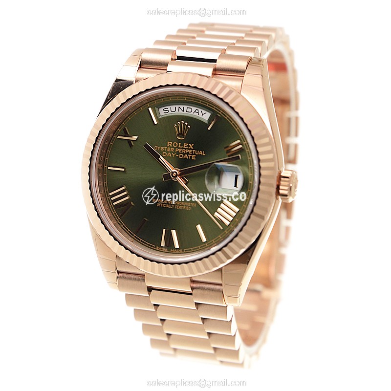 Rolex Day-Date Replica - Automatic - Green Dial - 18kt Gold - View 3