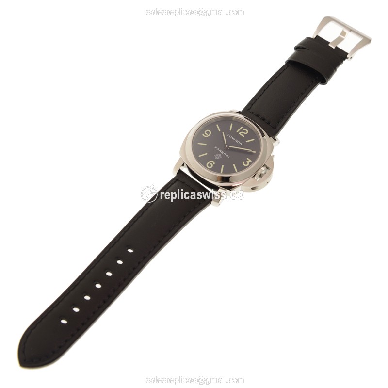 Panerai PAM01000 LUMINOR - Manual - Steel Case - Black Dial - Black Cowhide Strap - Buckle Clasp - View 2