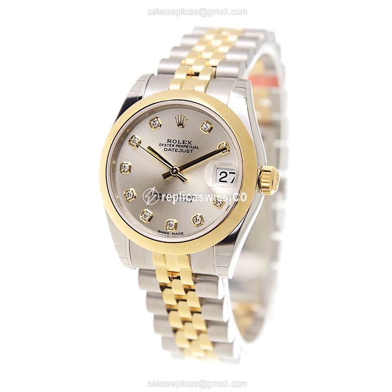 Rolex Datejust Replica - Automatic - 18kt Gold & Steel - Silver Dial - View 3