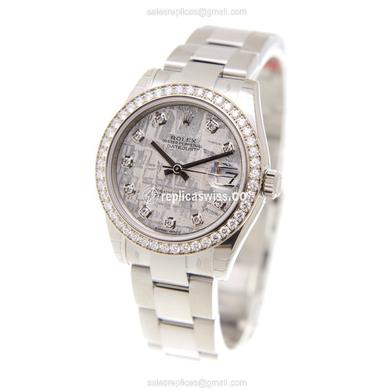 Rolex Datejust Replica - Automatic - White Gold - Gray Dial, Steel Strap - View 3
