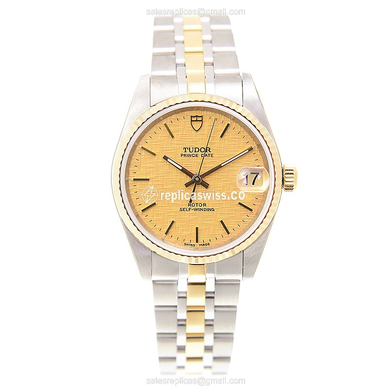 Tudor Glamour Date Replica - Automatic - Gold & Steel - Silver Dial - Steel Strap - View 2