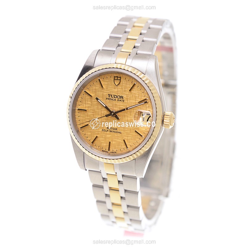 Tudor Glamour Date Replica - Automatic - Gold & Steel - Silver Dial - Steel Strap - View 3