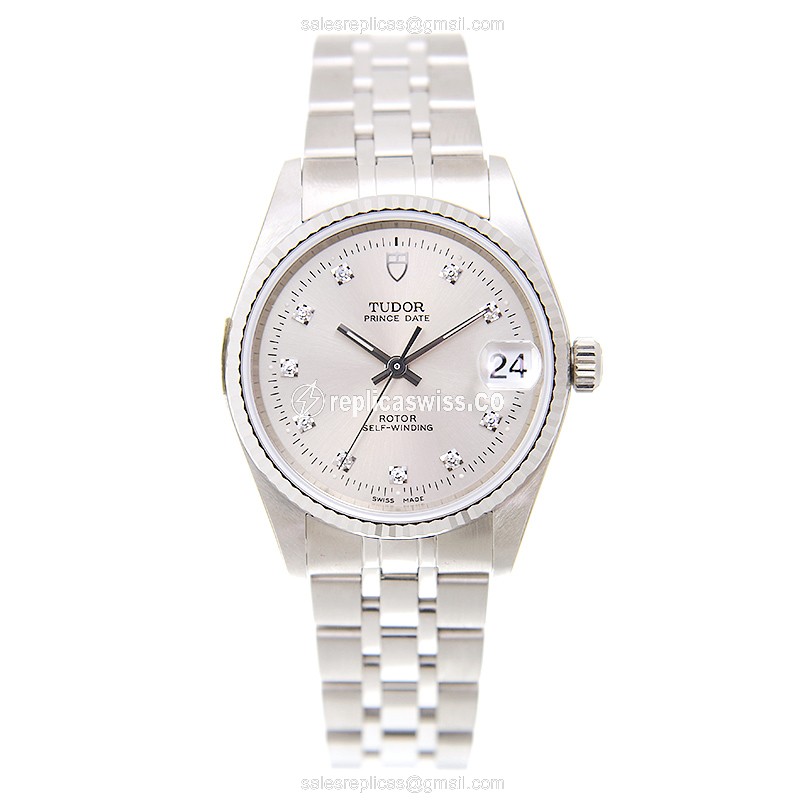 Tudor Heritage Advisor Replica - Automatic 18kt Gold - Silver Dial - Steel Strap - View 2