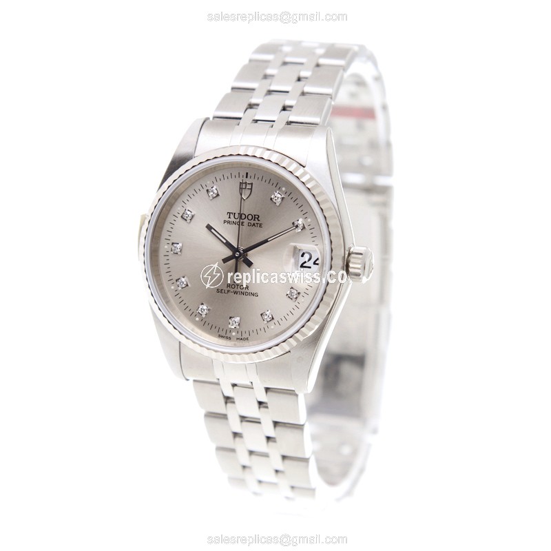 Tudor Heritage Advisor Replica - Automatic 18kt Gold - Silver Dial - Steel Strap - View 3