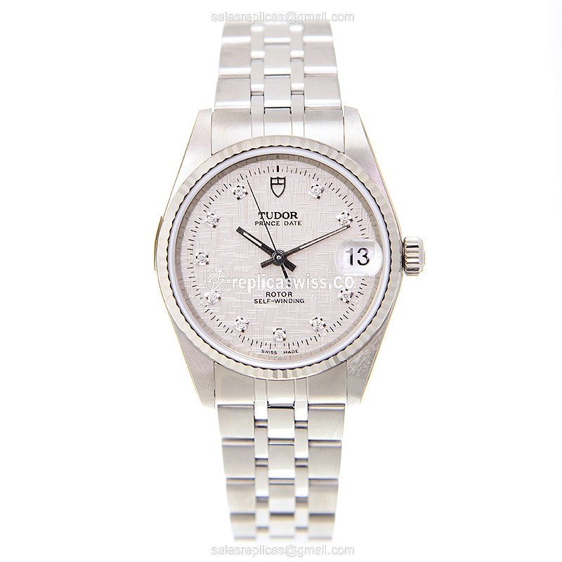Tudor Heritage Advisor Replica - Automatic - 18kt White Gold - Silver Dial - Steel Strap - View 2