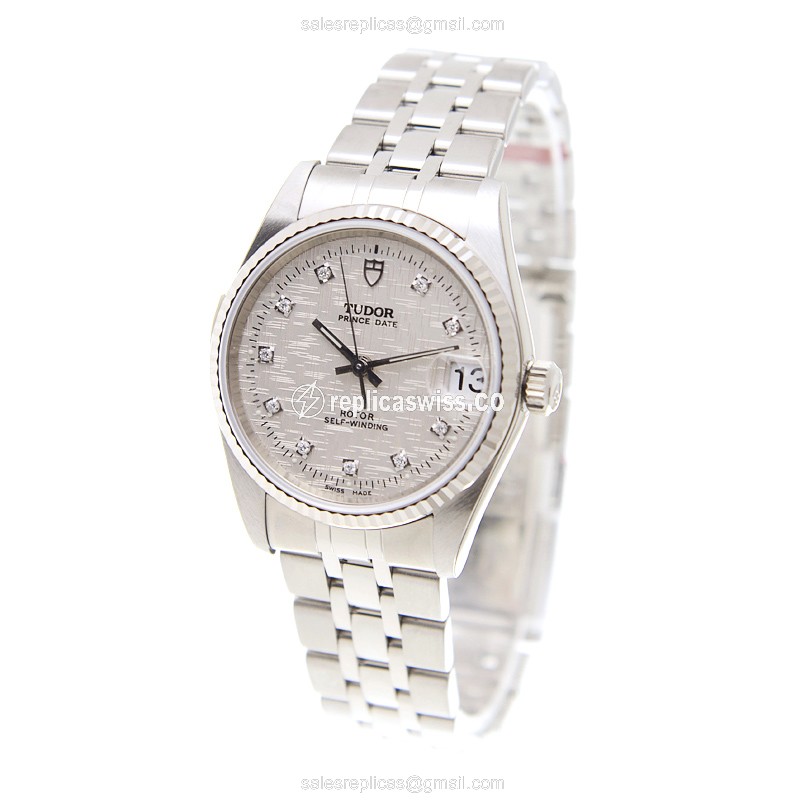Tudor Heritage Advisor Replica - Automatic - 18kt White Gold - Silver Dial - Steel Strap - View 3