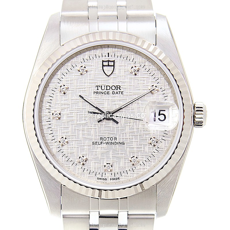18kt White Gold Tudor PRINCE DATE - Automatic - Steel Case - Silver Dial - Steel Strap - View 2