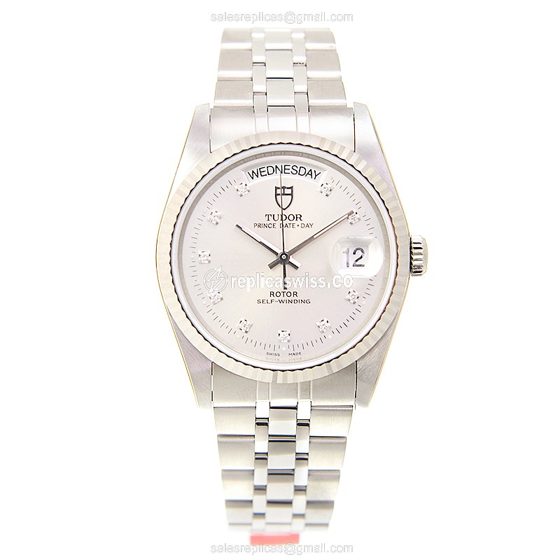 Automatic Tudor Prince Date-Day - Silver Dial - Steel Case & Band - Clasp - View 2