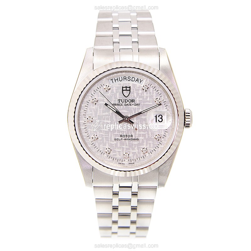 Tudor Prince Date-Day Replica - Automatic - Steel Case - Silver Dial - Silver Strap - View 2