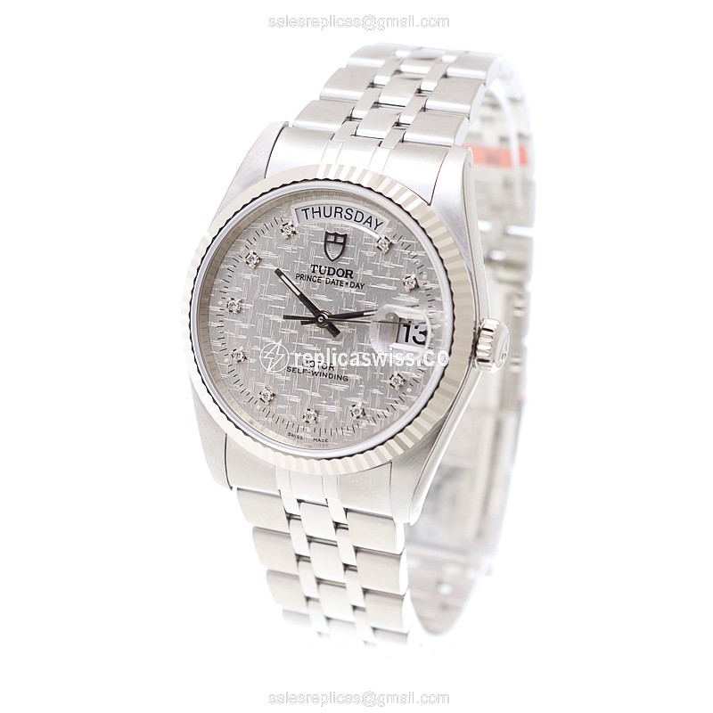 Tudor Prince Date-Day Replica - Automatic - Steel Case - Silver Dial - Silver Strap - View 3