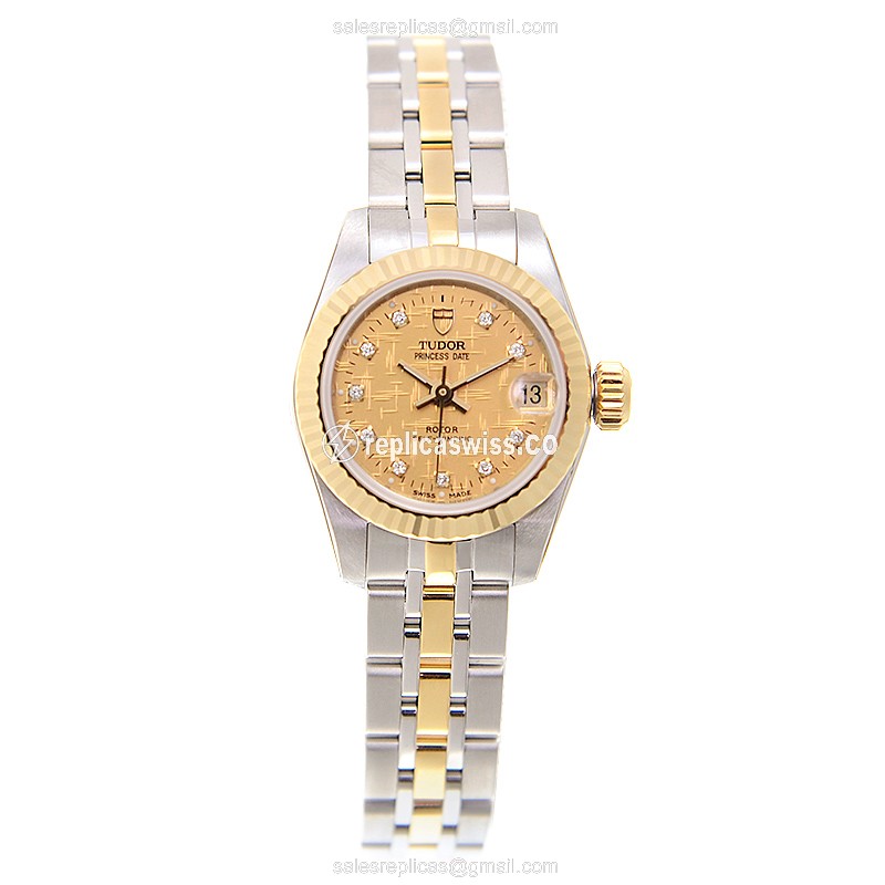 Tudor Princess Date Replica - Automatic - Gold & Steel - Gold Dial - View 2