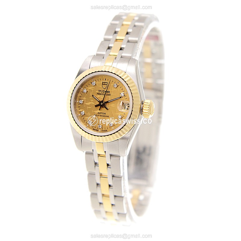 Tudor Princess Date Replica - Automatic - Gold & Steel - Gold Dial - View 3