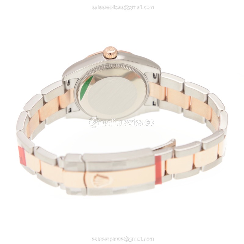 Rolex Lady Datejust Replica - Automatic - 18kt Rose Gold - Pink Dial - Gold Clasp - View 4