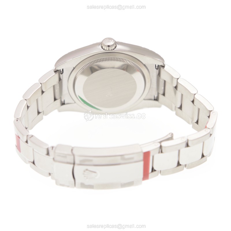 Rolex Datejust Replica - Automatic - 18kt White Gold - Black Dial - Silver Steel Strap - View 4