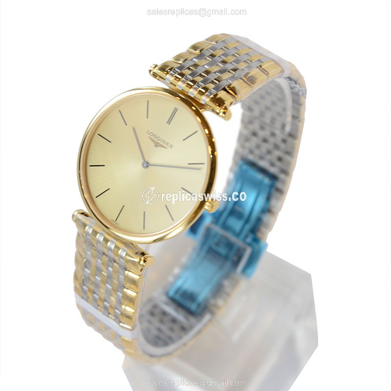 Longines LA GRANDE Quartz - PVD Gold Case - Gold Dial - Gold Strap - Sapphire Crystal - View 3