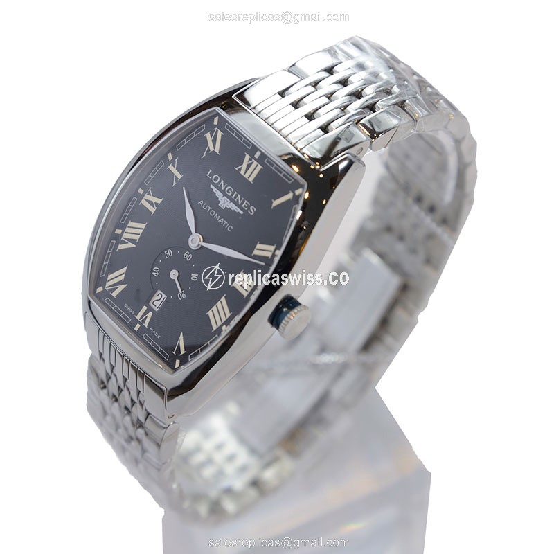 Longines EVIDENZA Automatic - Stainless Steel - Black Dial on Silver Steel Strap - View 3