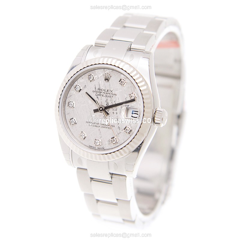 Rolex Datejust Replica - Automatic - White Gold & Steel - Gray Dial - Silver Clasp & Steel Strap - View 3