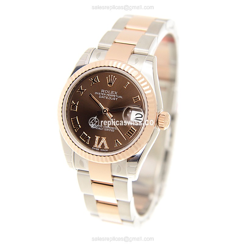 Rolex Datejust 178271BRRNVIDIA_O - Automatic - 18kt Rose Gold & Steel - Brown Dial - View 3