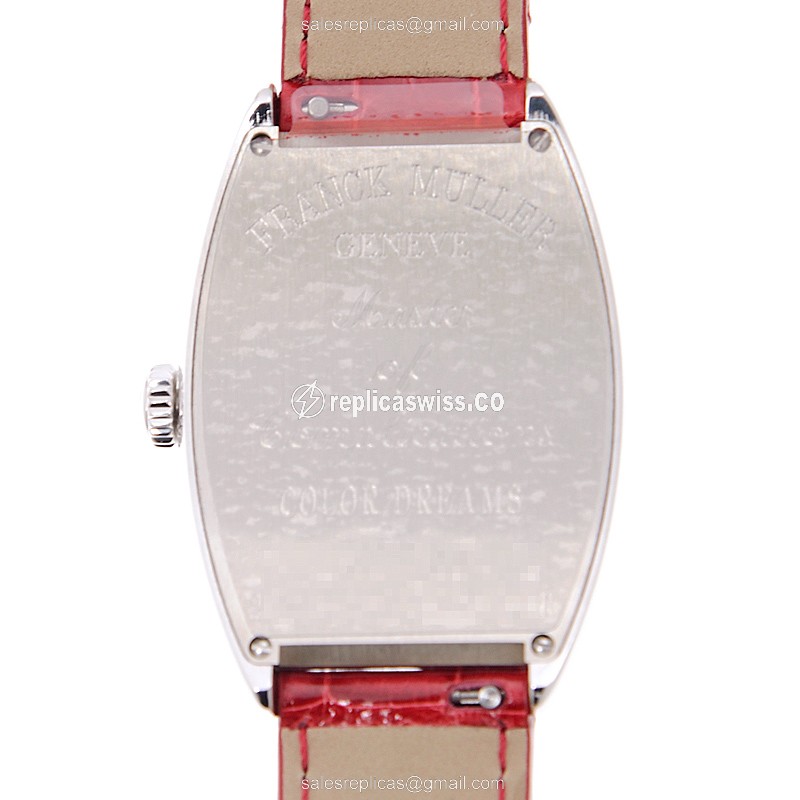 Franck Muller 2852 QZ COL DRM MOP D 1R Curvex Quartz - White Dial - Red Alligator - Buckle Clasp - View 3