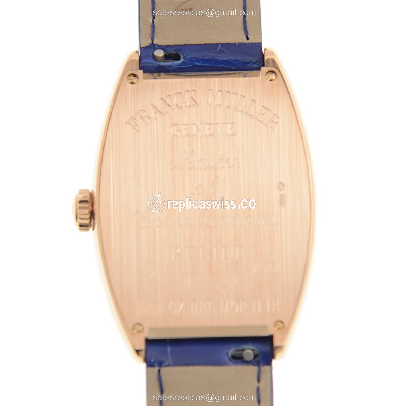 Franck Muller 2852 QZ REL MOP D 1R Curvex Quartz - White Dial - Blue Alligator Buckle - View 3