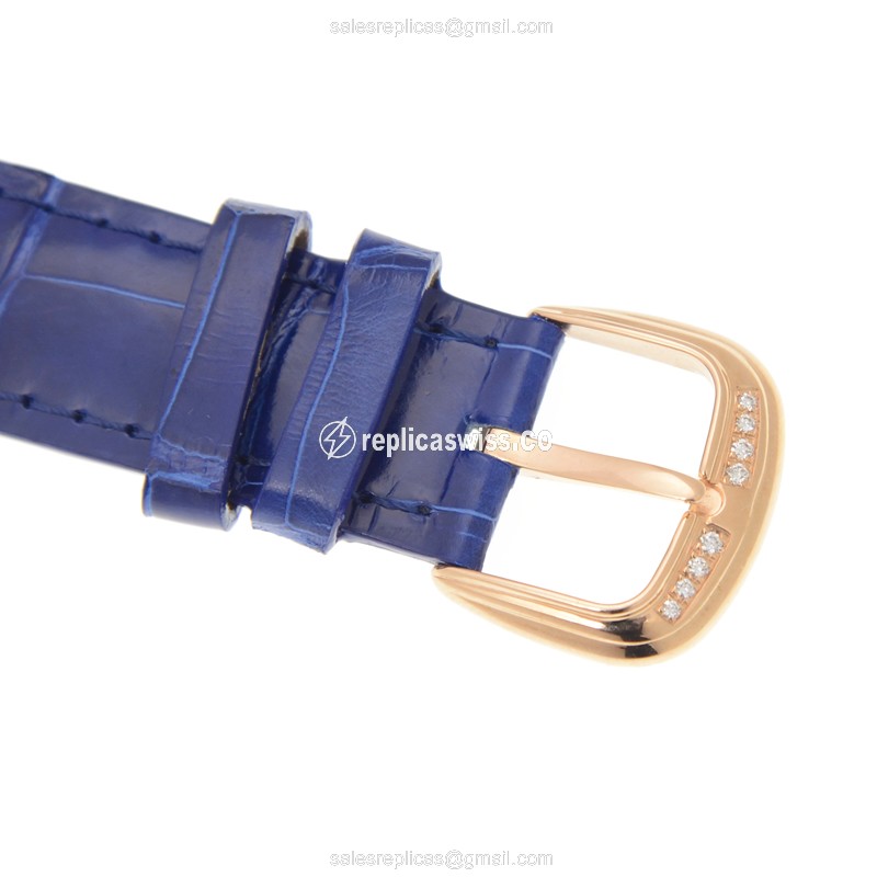 Franck Muller 2852 QZ REL MOP D 1R Curvex Quartz - White Dial - Blue Alligator Buckle - View 4