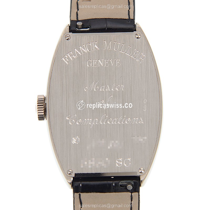 Franck Muller 5850 SC CINTREE Curvex Replica - Automatic - 18kt White Gold - White Dial, Black Alligator Strap - View 3