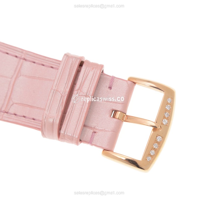 Franck Muller Master Square Replica - Quartz - Rose Gold Case - White Dial - Pink Alligator Strap - View 4