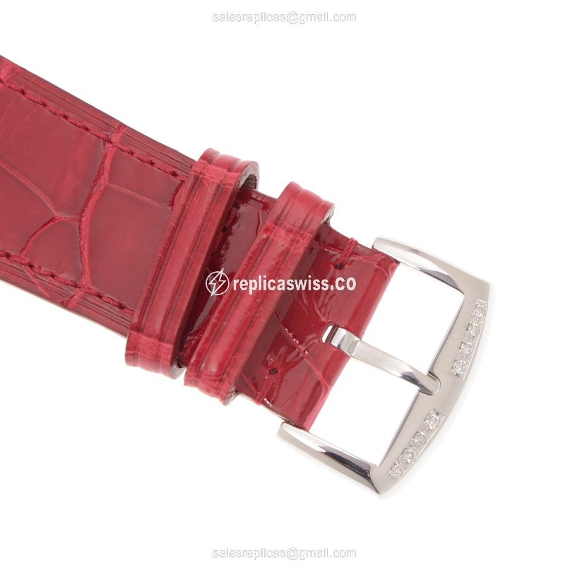 Franck Muller 6002 M B QZ COL DRM MOP R D 1R Quartz - Diamond Case - White Dial - Red Alligator Buckle - View 4