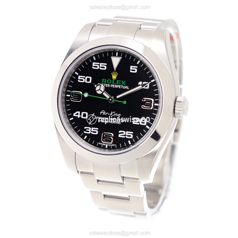 Rolex 16900-0001 Replica - Automatic - Stainless Steel - Black Dial on Silver Strap - View 3