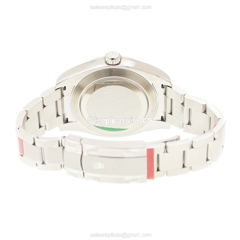 Rolex 16900-0001 Replica - Automatic - Stainless Steel - Black Dial on Silver Strap - View 4