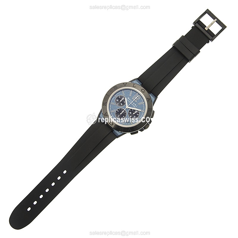 Bulgari DG42C3SMCVDCH Automatic - Magnesium Case - Blue Dial - Black Rubber Strap - View 2