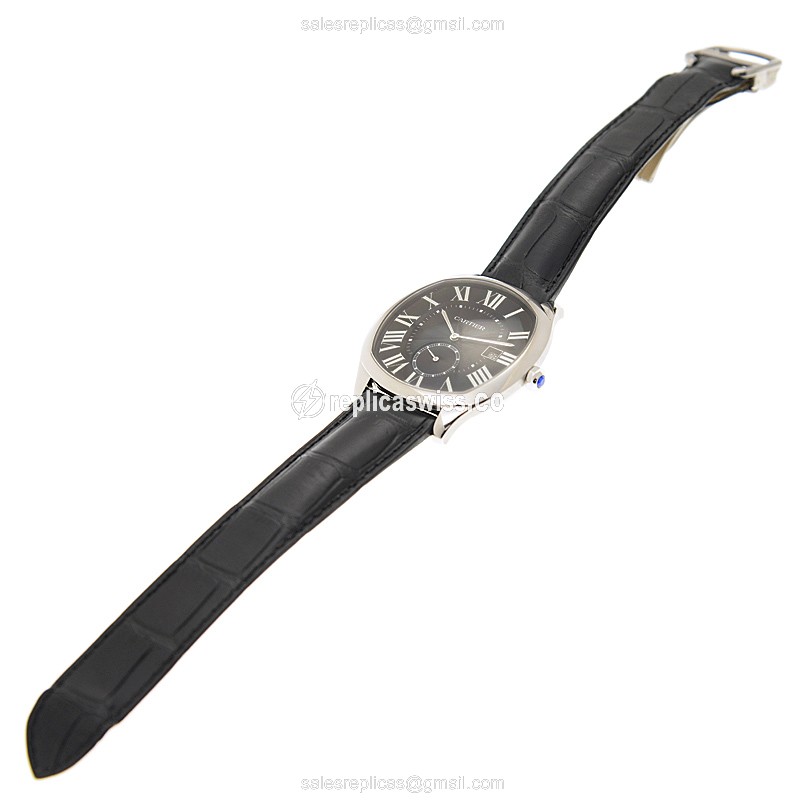 Cartier DRIVE DE CARTIER Replica - Automatic - Steel Case - Black Dial - Alligator Black Strap - View 2