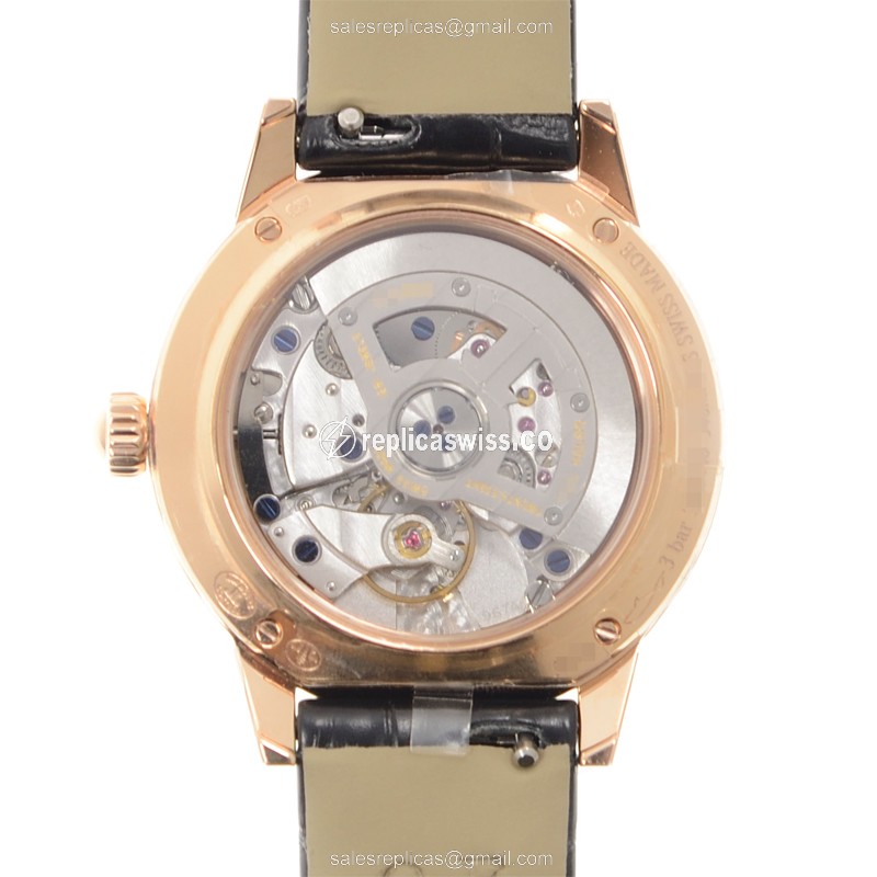 Jaeger-Lecoultre Rendez-Vous 18kt Rose Gold Auto - White Dial Alligator Black Clasp - View 3