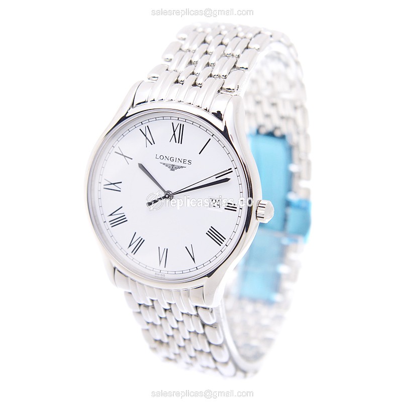 Longines Lyre Quartz Replica - Stainless Steel - White Dial, Silver Clasp - View 3