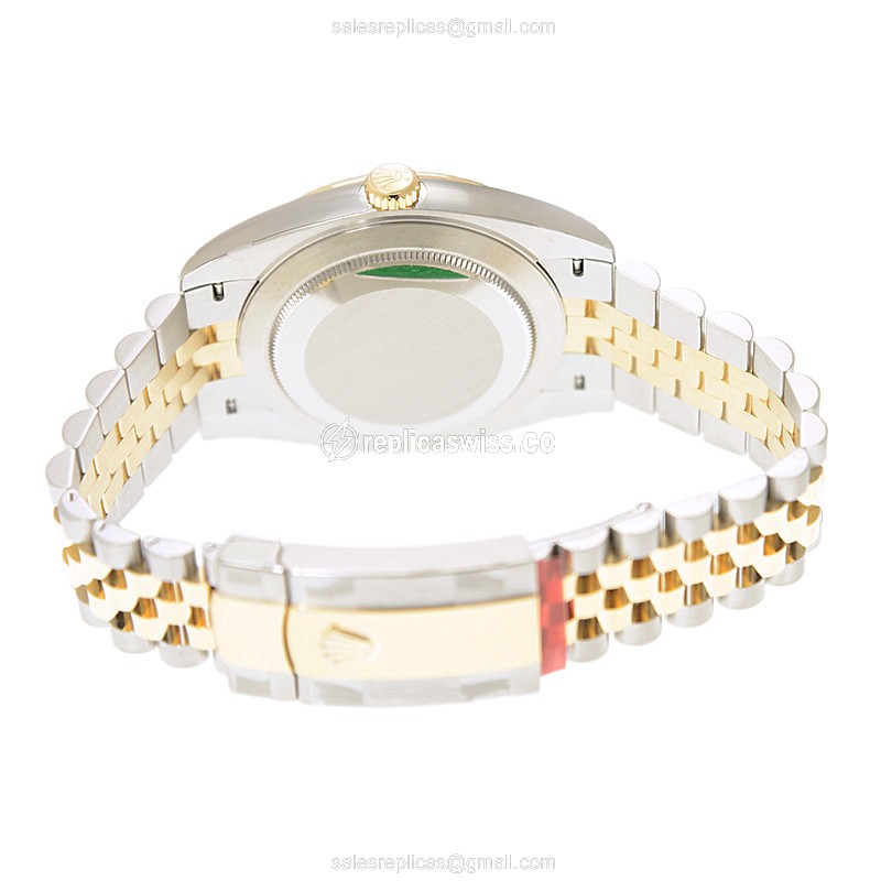 Rolex DATEJUST Replica - Automatic - 18kt Gold & Steel - Black Dial, Gold Clasp - View 4