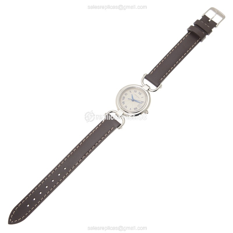 Longines EQUESTRIAN Quartz Replica - White Dial, Buckle Clasp, Brown Cowhide Strap - View 2