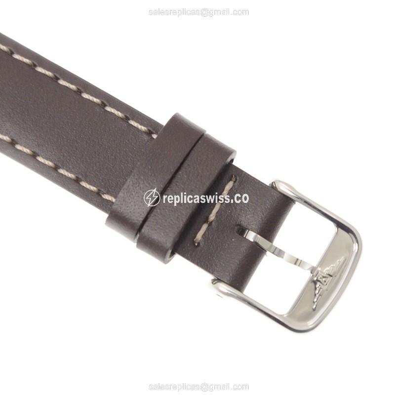 Longines EQUESTRIAN Quartz Replica - White Dial, Buckle Clasp, Brown Cowhide Strap - View 4
