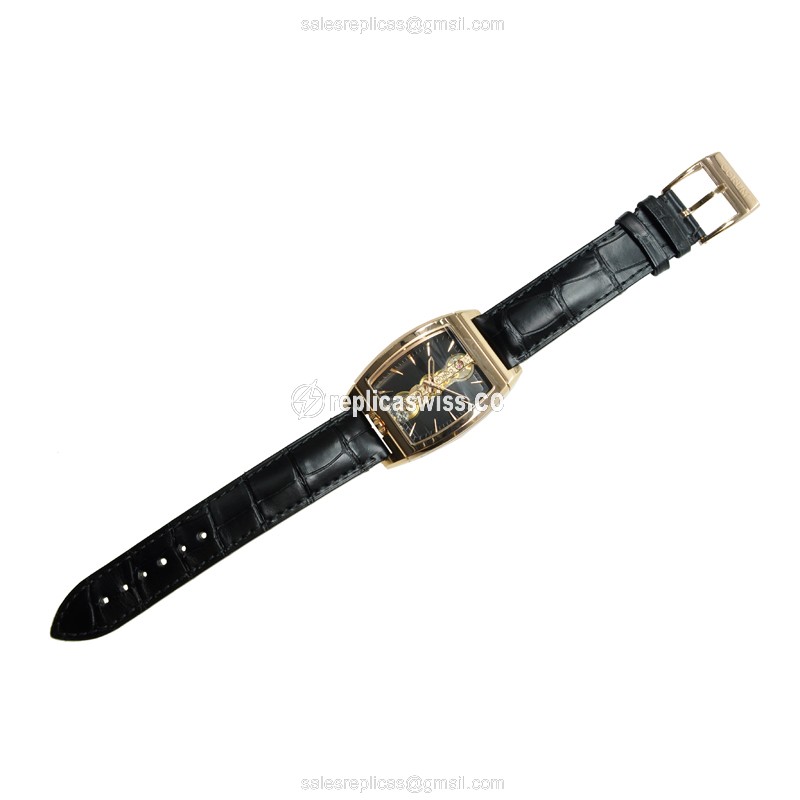 Corum 113.150.55/0001 Replica - Manual Wind - 18kt Rose Gold - Dark Grey Dial - Brown Alligator Buckle - View 2