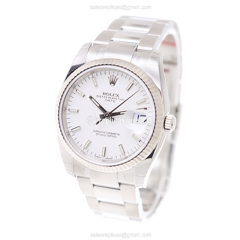 Rolex DATEJUST Replica - Automatic - White Gold & Steel - Silver Dial - Steel Strap - View 3
