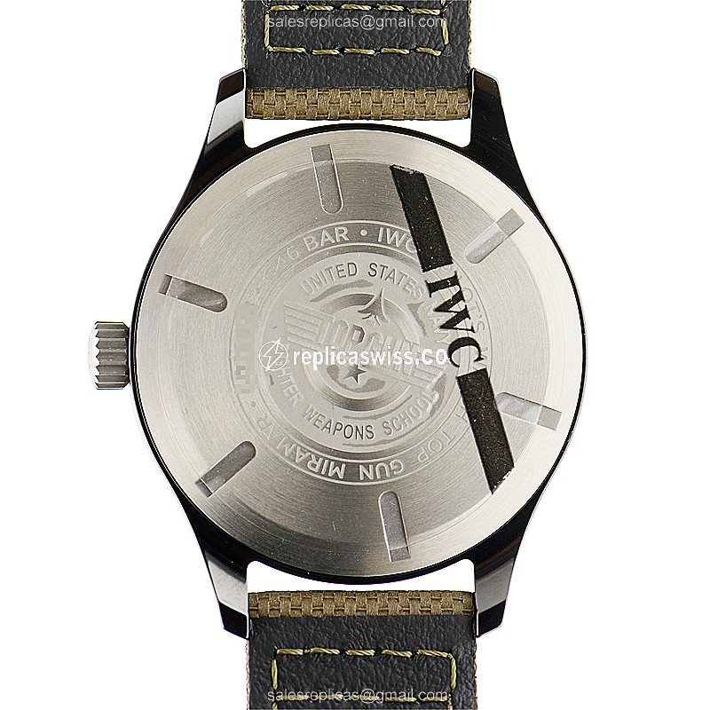 IWC PILOTS Replica - Automatic - Ceramics Case - Gray Dial - Green Cowhide Strap - View 2