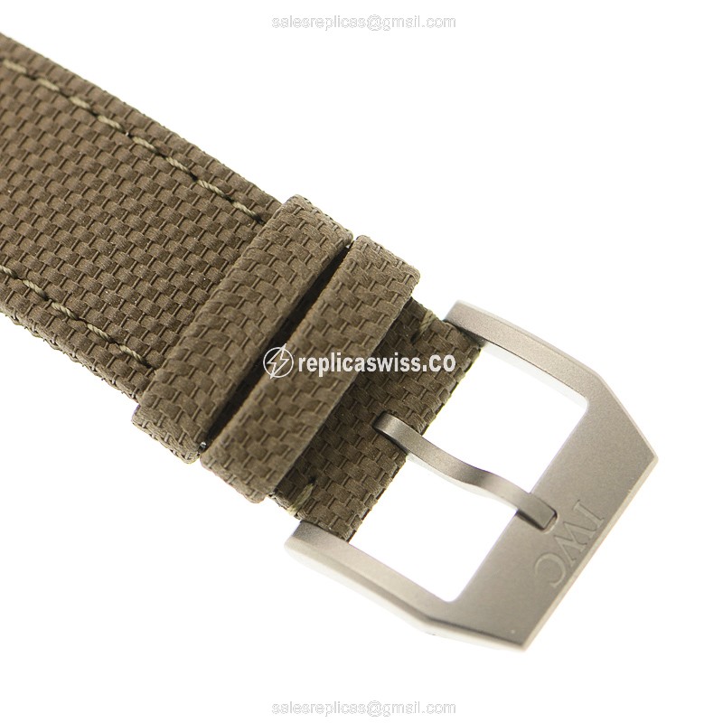IWC PILOTS Replica - Automatic - Ceramics Case - Gray Dial - Green Cowhide Strap - View 3