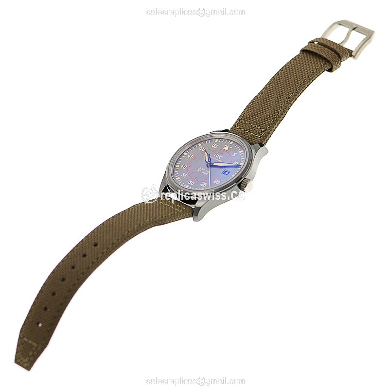 IWC PILOTS Replica - Automatic - Ceramics Case - Gray Dial - Green Cowhide Strap - View 4