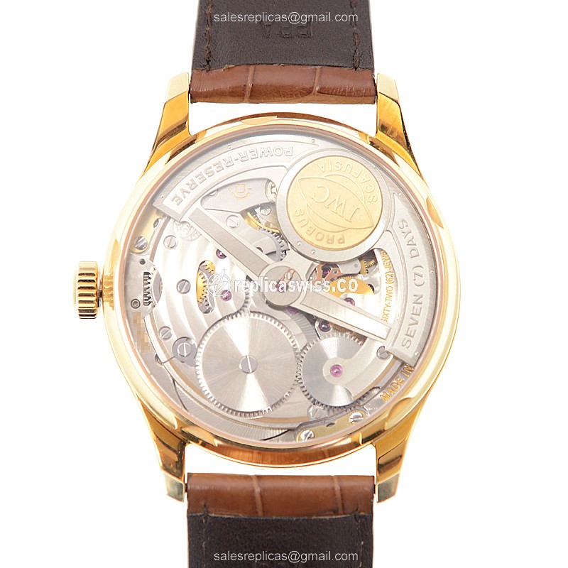 IWC Portuguese IW502213 - Manual Wind - 18kt Rose Gold - White Dial - Brown Alligator Strap - View 3
