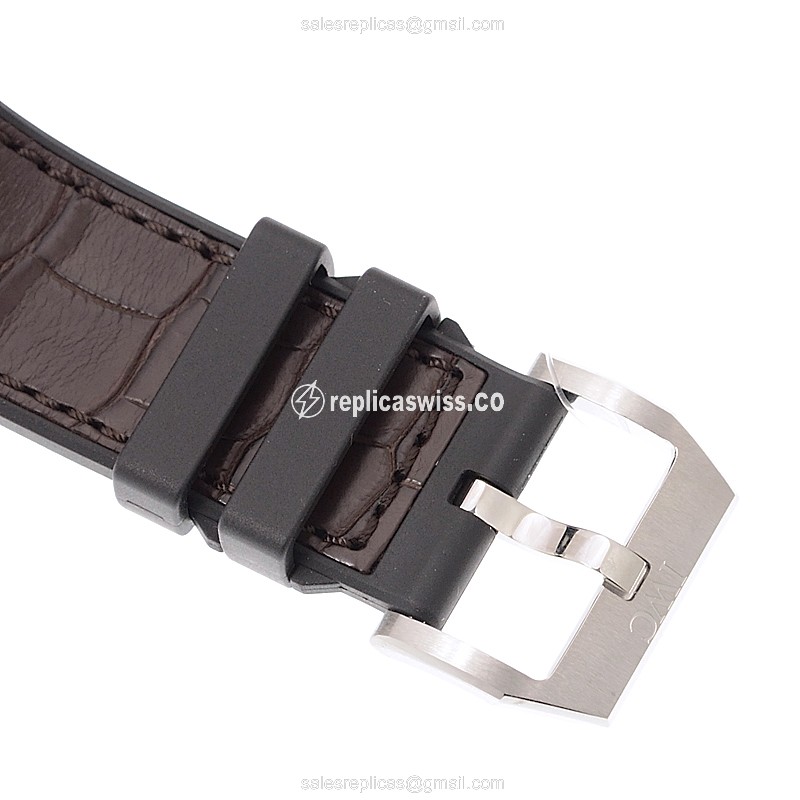 IWC Ingenieur Replica - Automatic - Stainless Steel - Silver Dial - Brown Rubber Strap - View 4