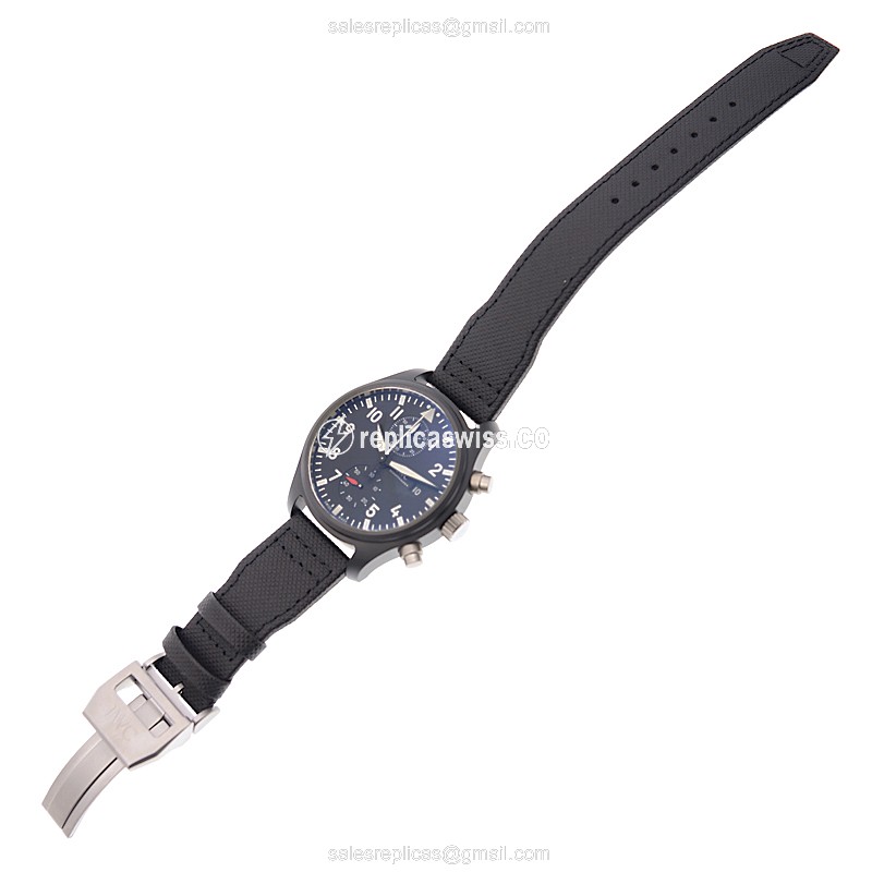 Rolex IW389001 Replica - Automatic - Ceramic - Black Dial - Cowhide Black Strap - View 2