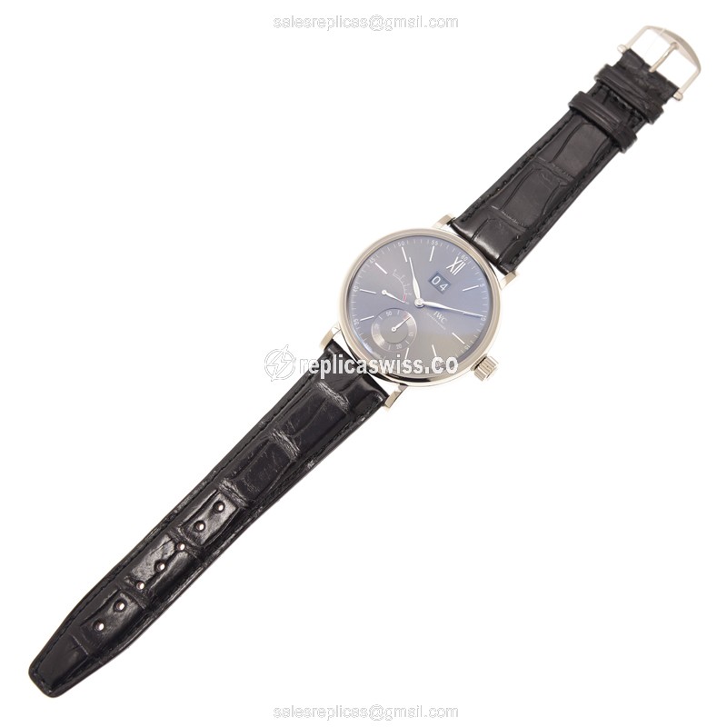 IWC Portofino Manual Wind 18kt Gold - Gray Dial, Black Alligator Buckle - View 2
