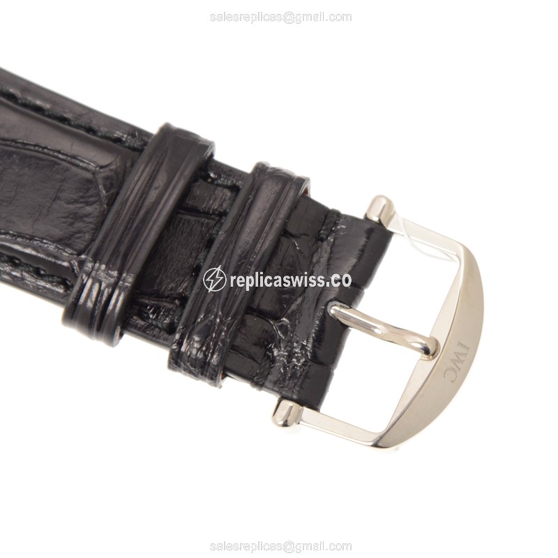 IWC Portofino Manual Wind 18kt Gold - Gray Dial, Black Alligator Buckle - View 4