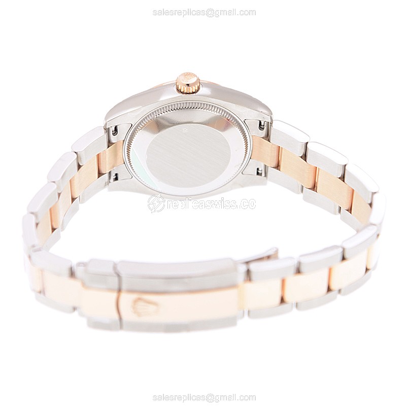 Rolex Lady Datejust Replica - Automatic - White on Gold & Steel - 28mm Case - View 4