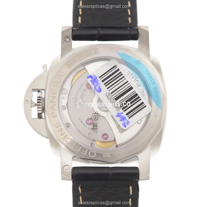Panerai PAM01392 LUMINOR Replica - Automatic - Steel Case - Black Dial - Alligator Black Strap - Buckle Clasp - View 3