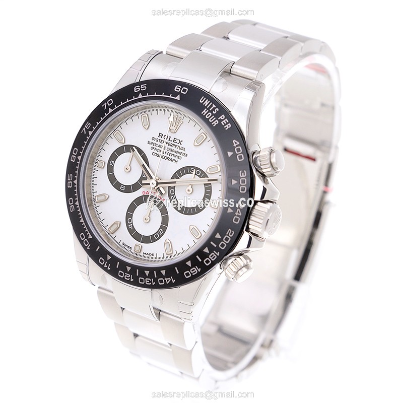 Rolex 116500LN-0001 Replica - Ceramic/Steel - Automatic - White Dial on Silver Strap - View 3